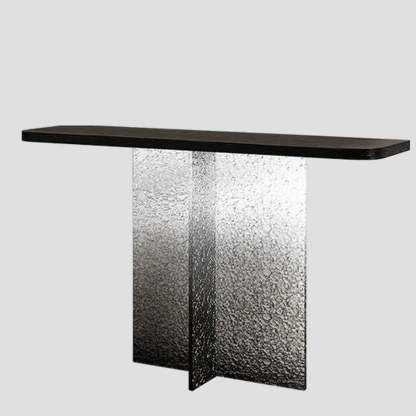 Modern Pedestal Stump Black Top Console Table — Black