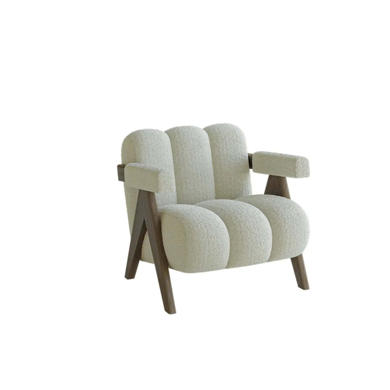 Modern Plush White Accent Chair with Arms — Caramel / Frosted Velvet
