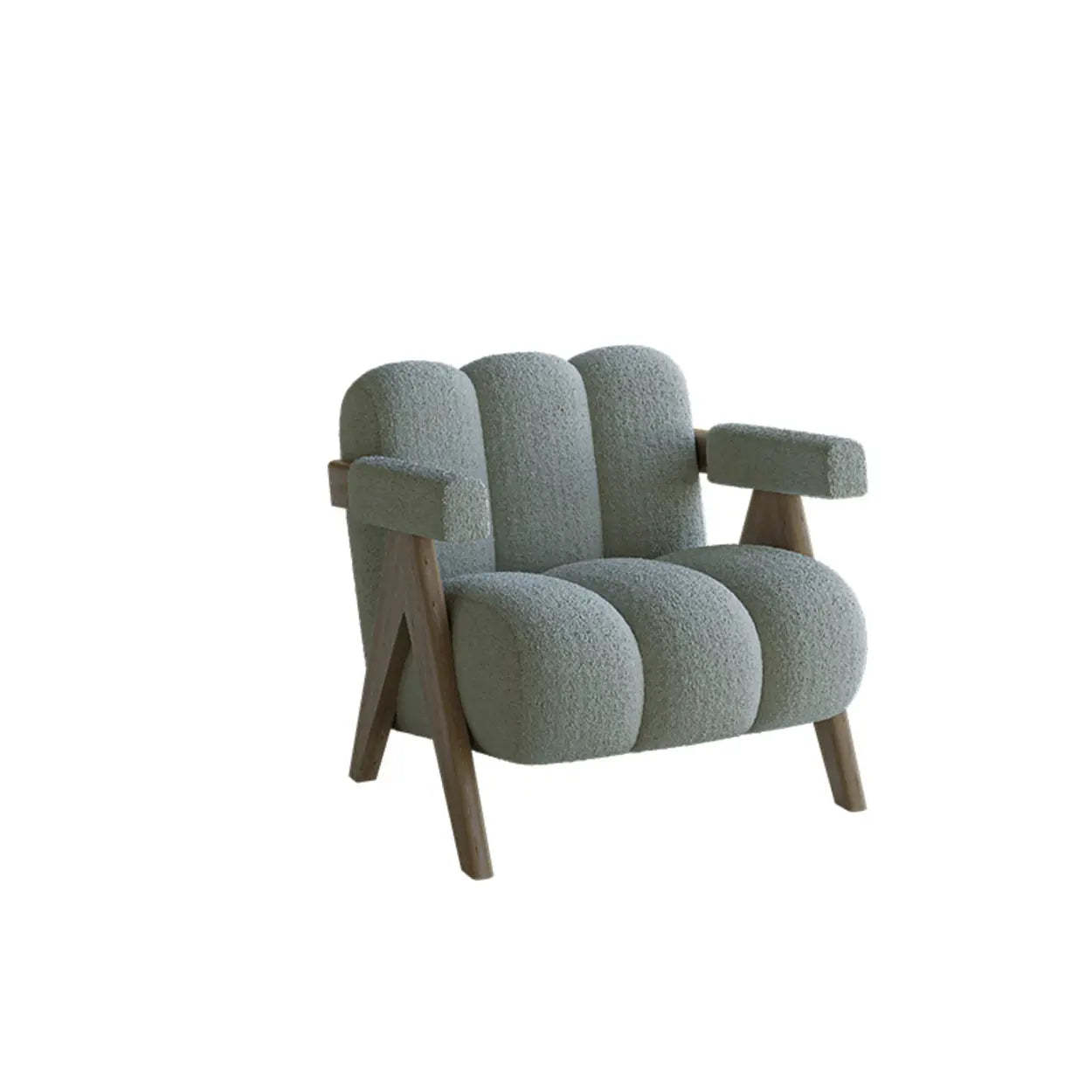 Modern Plush White Accent Chair with Arms — Green / Frosted Velvet