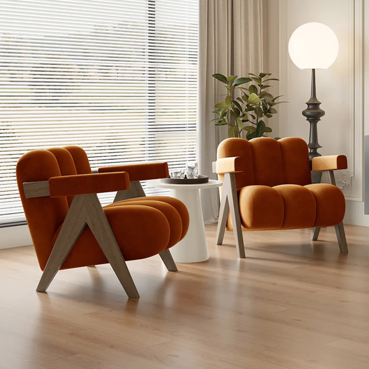 Modern Plush White Accent Chair with Arms