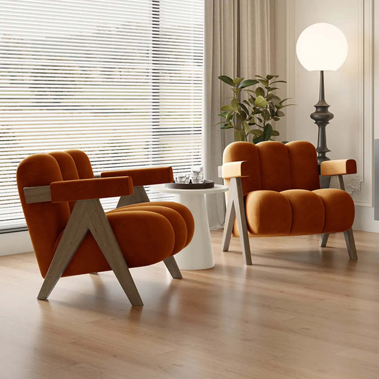 Modern Plush White Accent Chair with Arms