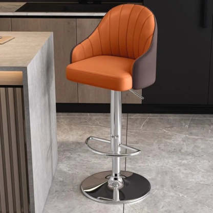 Modern Pneumatic Swivel Bar Stool with Backrest — Black / Silver