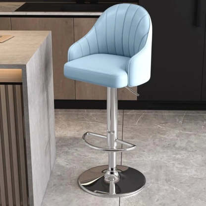 Modern Pneumatic Swivel Bar Stool with Backrest — Blue / Black