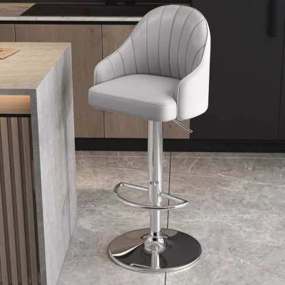 Modern Pneumatic Swivel Bar Stool with Backrest — Blue / Silver