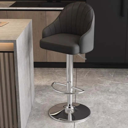 Modern Pneumatic Swivel Bar Stool with Backrest — Orange / Silver