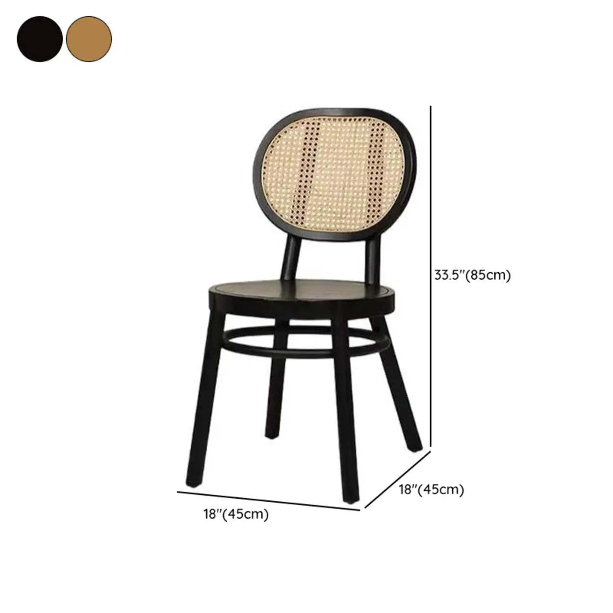 Modern Rattan-Back Wooden Bench