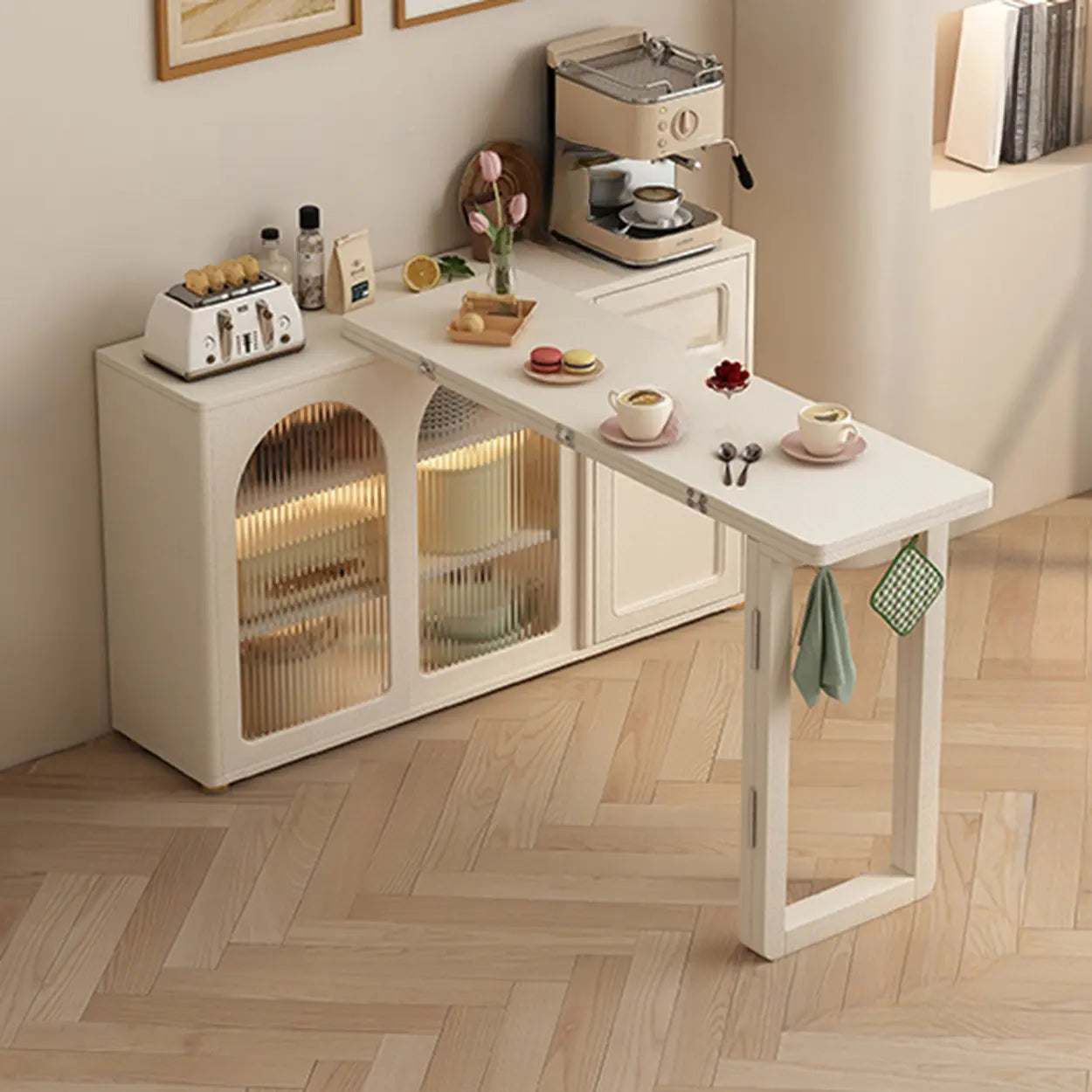Modern Rattan Sideboard with Storage Drawers — Black / Table Only