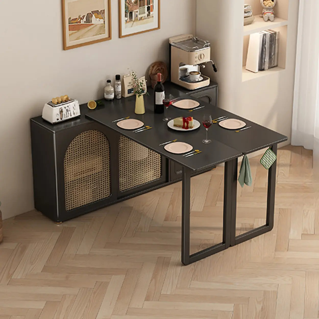 Modern Rattan Sideboard with Storage Drawers