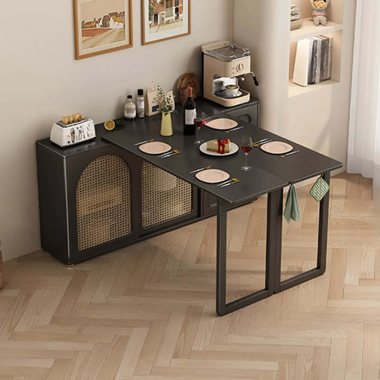 Modern Rattan Sideboard with Storage Drawers