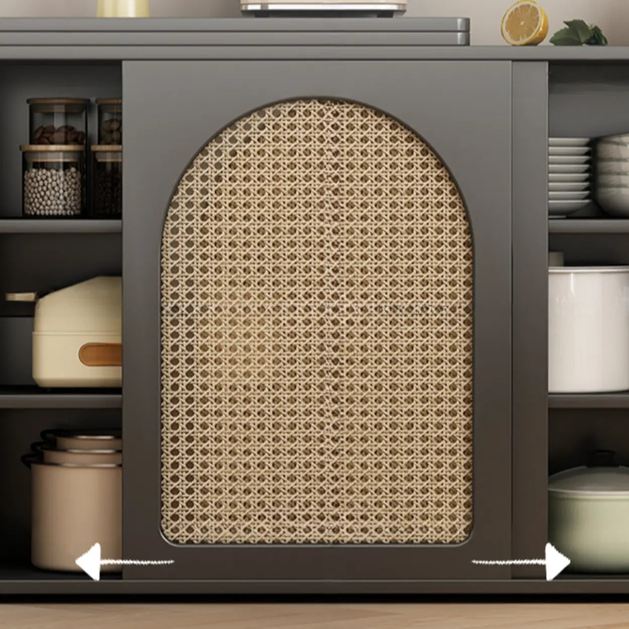 Modern Rattan Sideboard with Storage Drawers