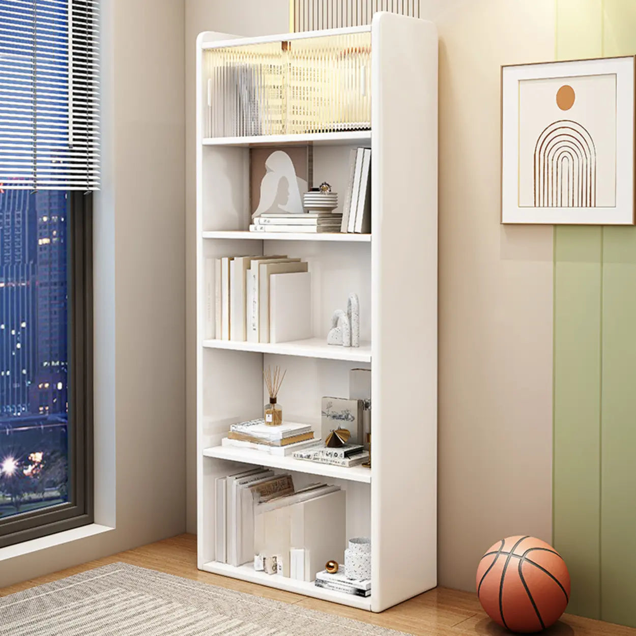 Modern Rectangular 5-Tier Vertical Bookcase
