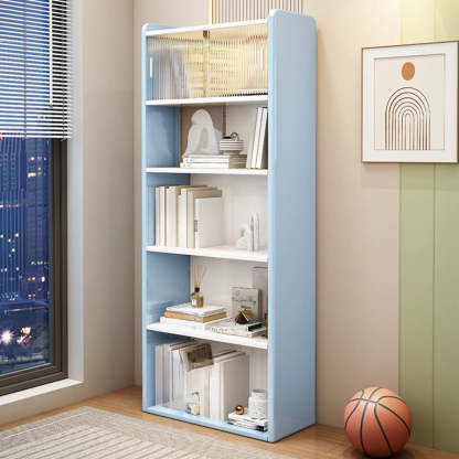 Modern Rectangular 5-Tier Vertical Bookcase — Natural Finish