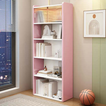 Modern Rectangular 5-Tier Vertical Bookcase — Nut-Brown