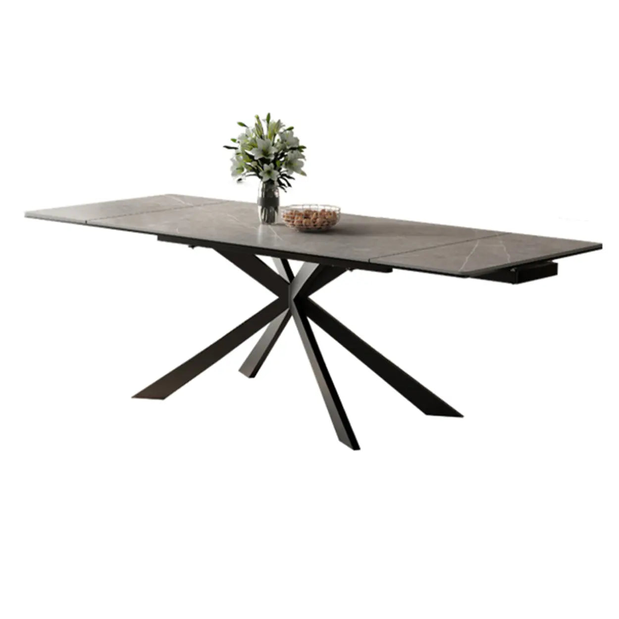 Modern Gray Rectangle Extendable Dining Table