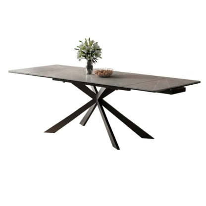 Modern Gray Rectangle Extendable Dining Table