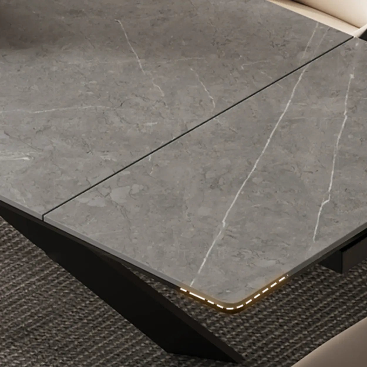 Modern Gray Rectangle Extendable Dining Table