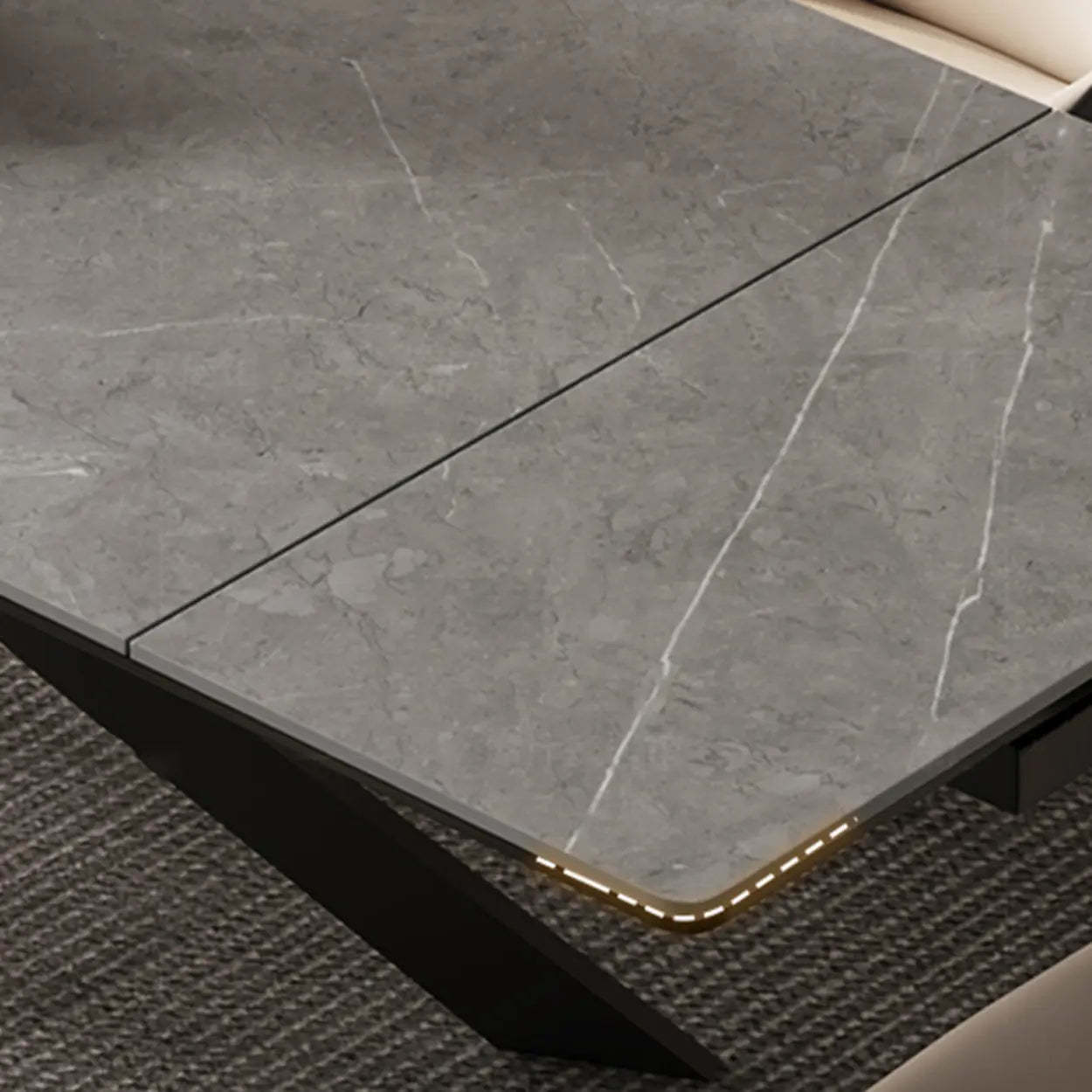 Modern Gray Rectangle Extendable Dining Table