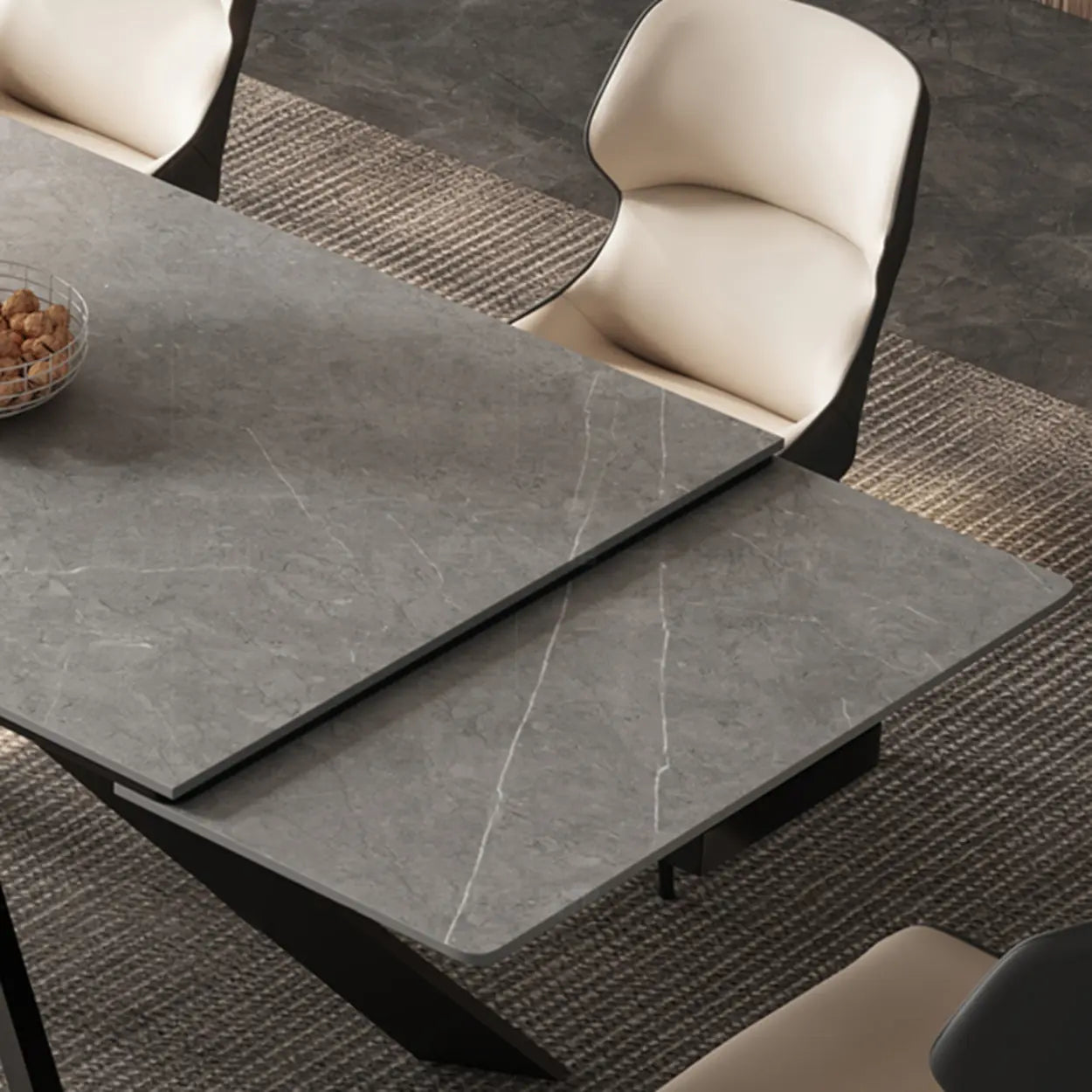 Modern Gray Rectangle Extendable Dining Table