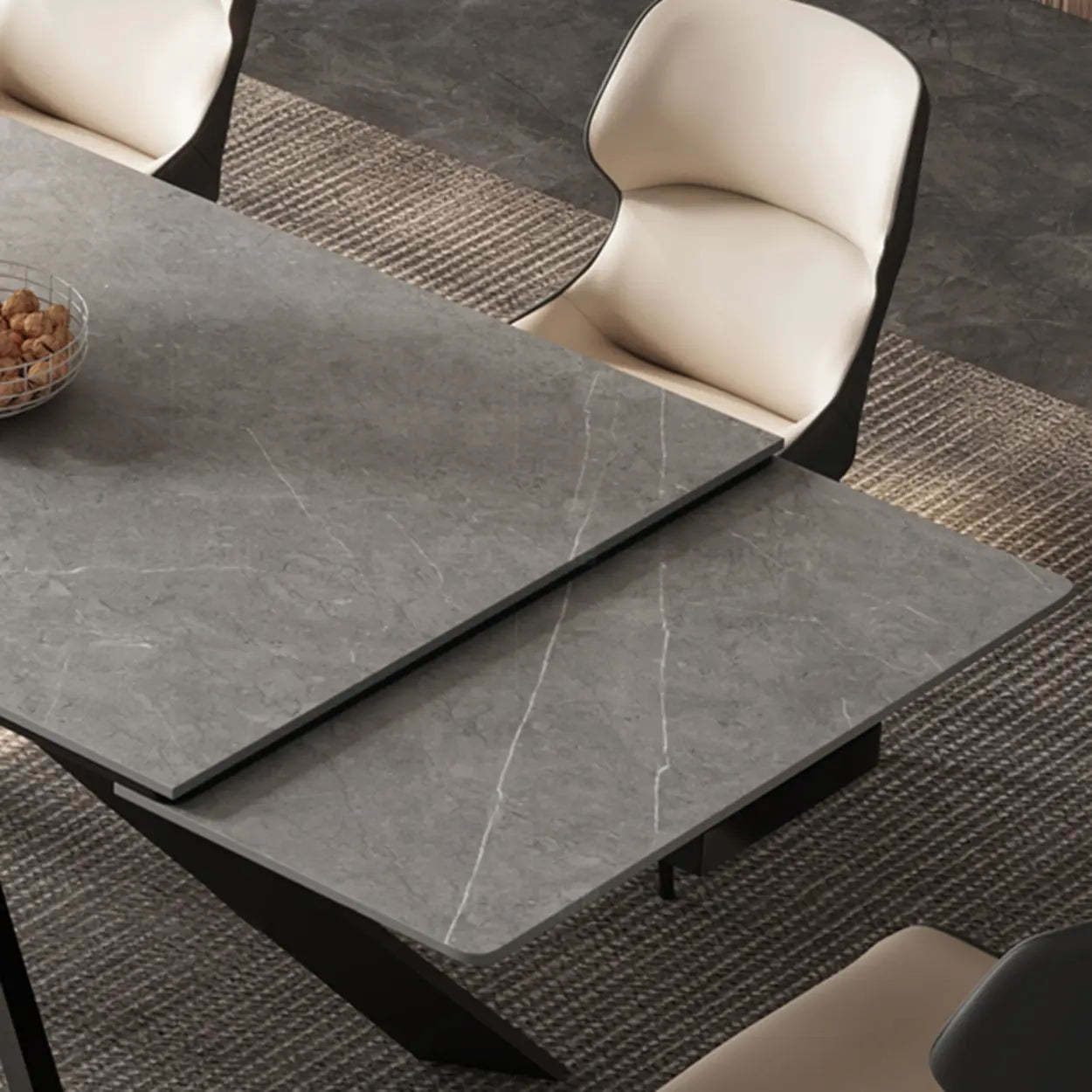 Modern Gray Rectangle Extendable Dining Table