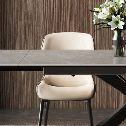 Modern Gray Rectangle Extendable Dining Table