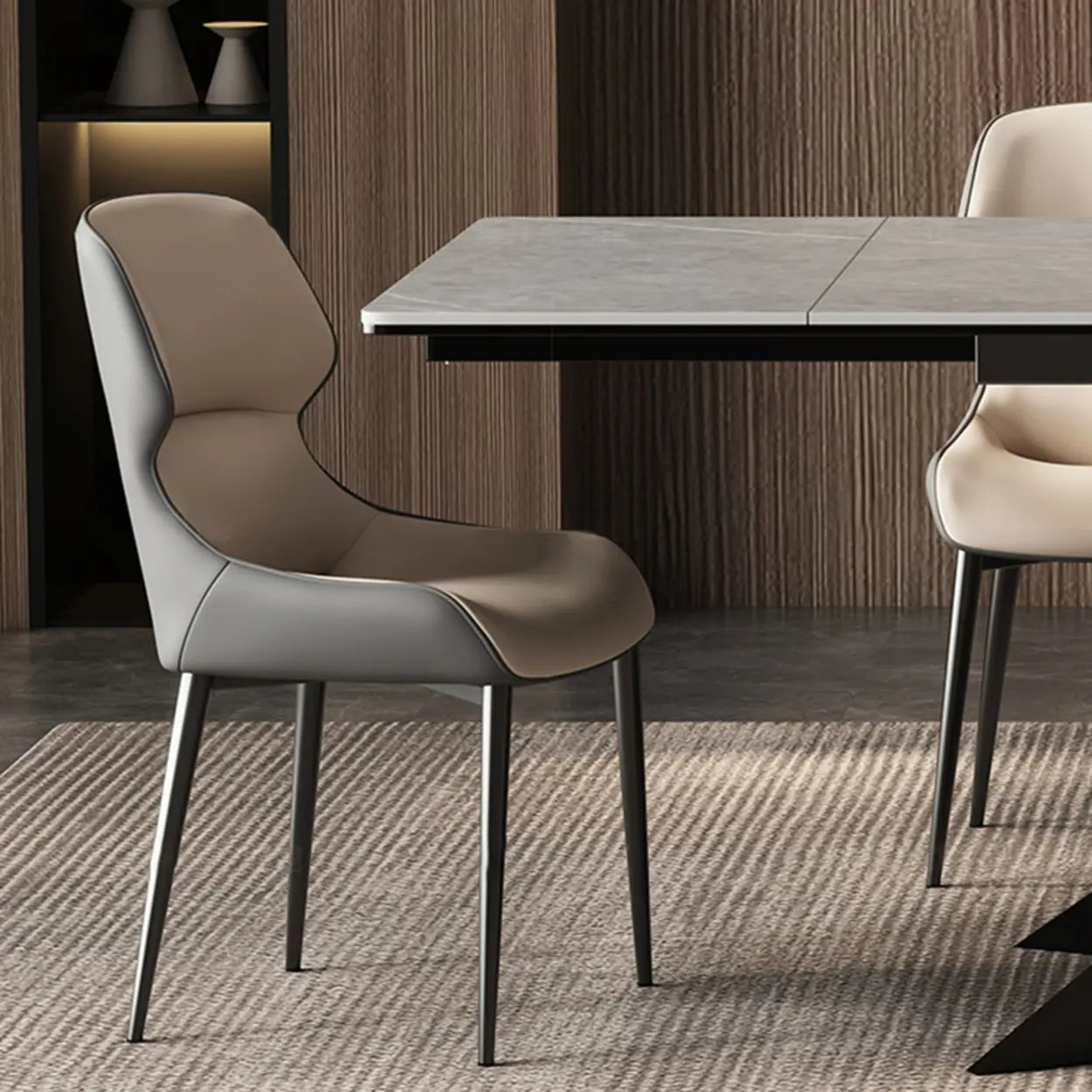 Modern Gray Rectangle Extendable Dining Table
