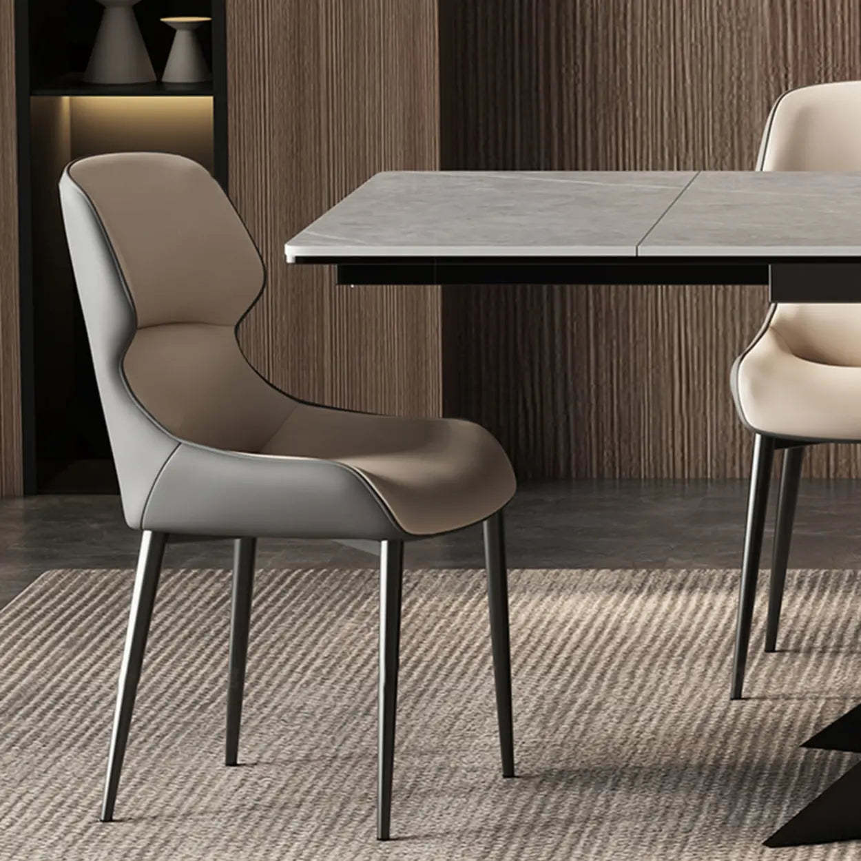 Modern Gray Rectangle Extendable Dining Table