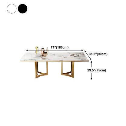 Modern Rectangular Gold-Frame White Dining Table