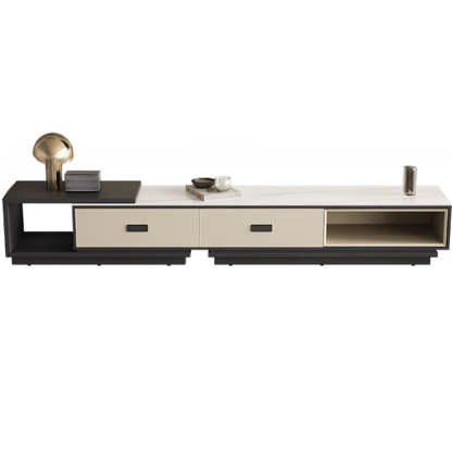 Modern Rectangular Marble Top TV Stand with Drawers