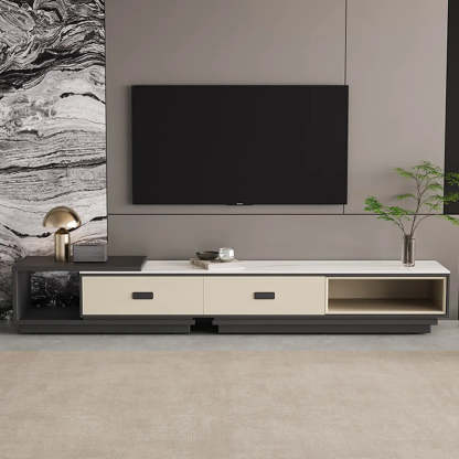 Modern Rectangular Marble Top TV Stand with Drawers