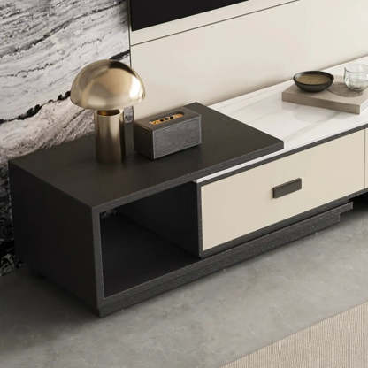 Modern Rectangular Marble Top TV Stand with Drawers