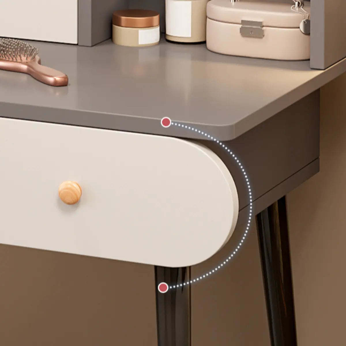 Modern Rectangle Mirror White Gray Vanity Set — White / 4 / Makeup Vanity & Mirror