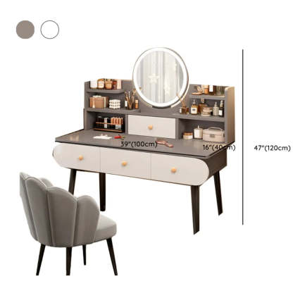 Modern Rectangle Mirror White Gray Vanity Set