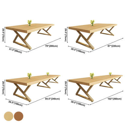 Modern Rectangular Natural Pine Dining Table — Natural Finish / Table Only