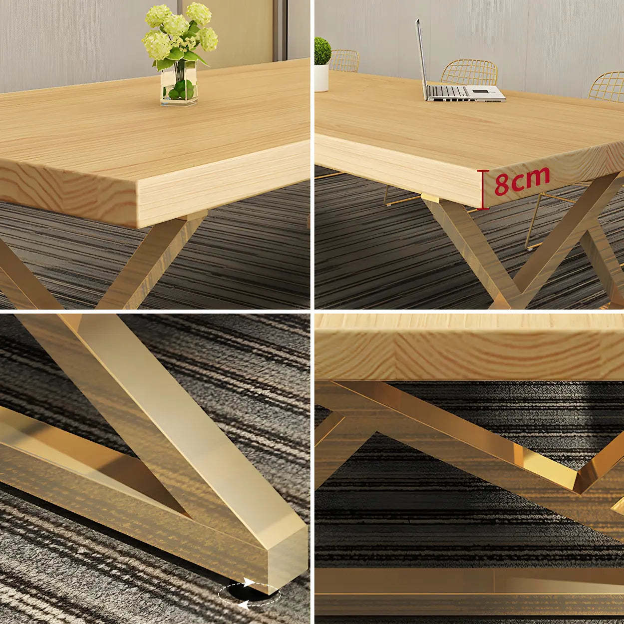 Modern Rectangular Natural Pine Dining Table — Brown / Table Only