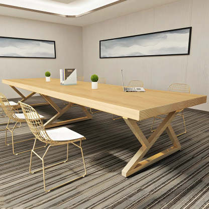 Modern Rectangular Natural Pine Dining Table — Brown / Table Only