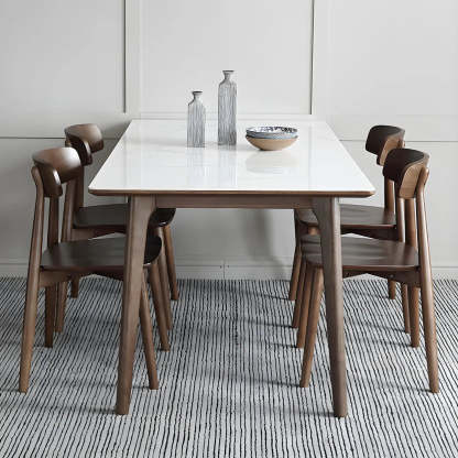 Modern Rectangular White Stone Dining Table