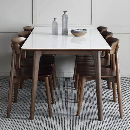 Modern Rectangular White Stone Dining Table