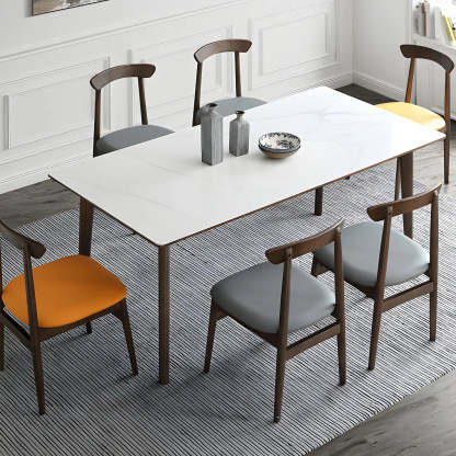 Modern Rectangular White Stone Dining Table — Table Only