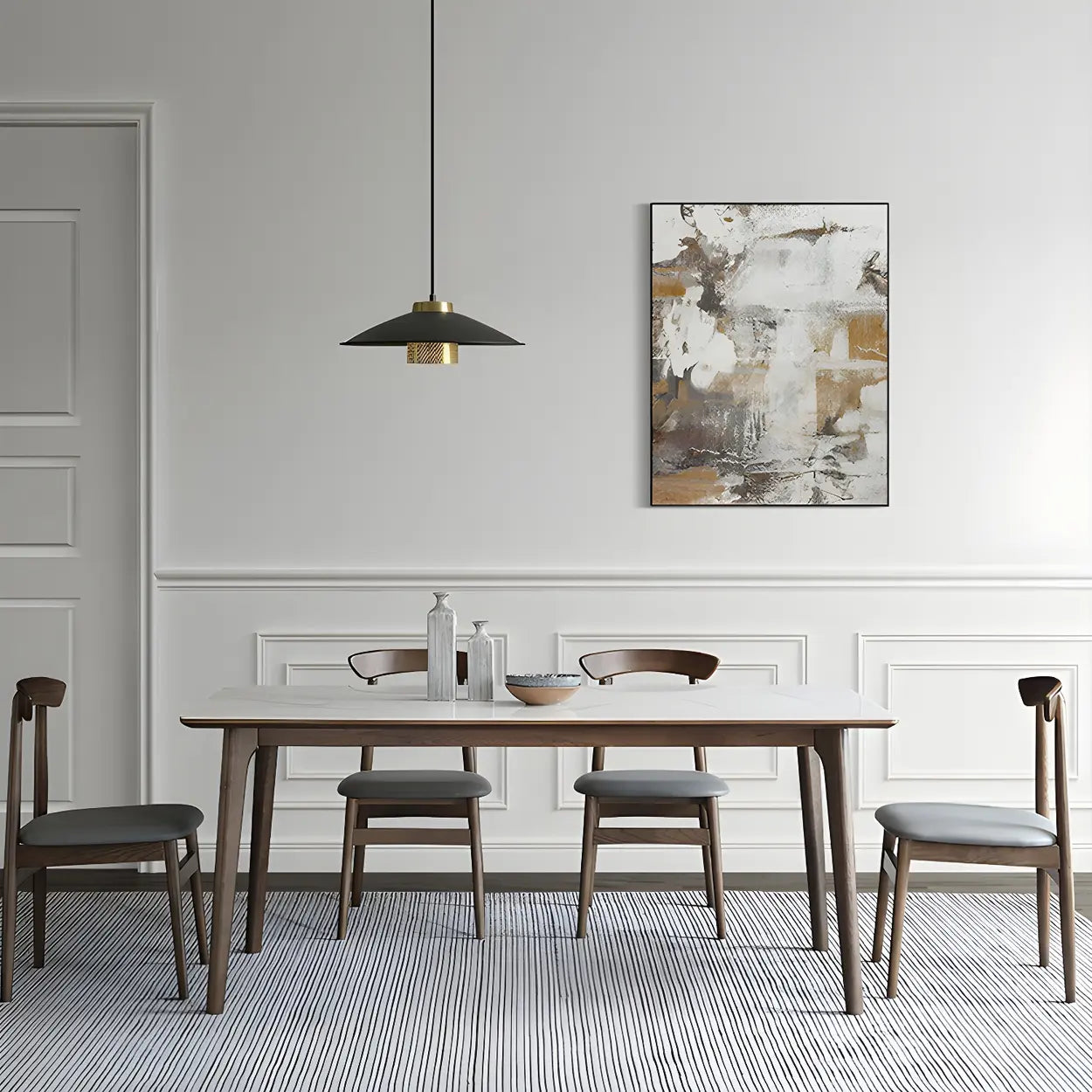 Modern Rectangular White Stone Dining Table — Table Only