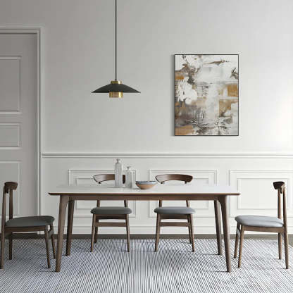 Modern Rectangular White Stone Dining Table — Table Only