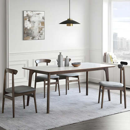 Modern Rectangular White Stone Dining Table — Table Only