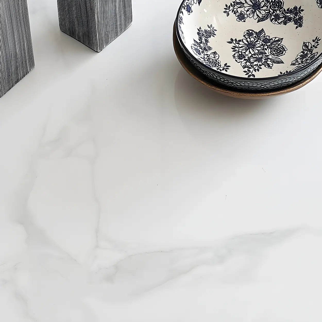 Modern Rectangular White Stone Dining Table