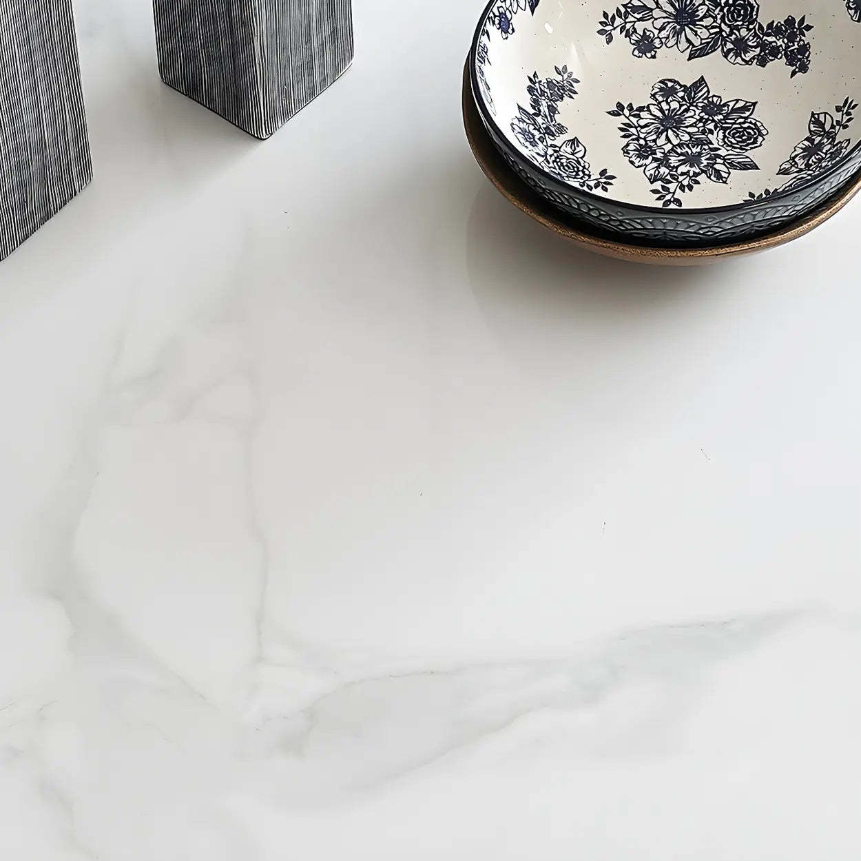 Modern Rectangular White Stone Dining Table