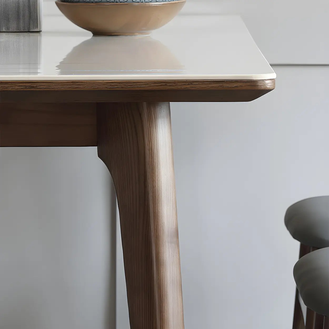 Modern Rectangular White Stone Dining Table