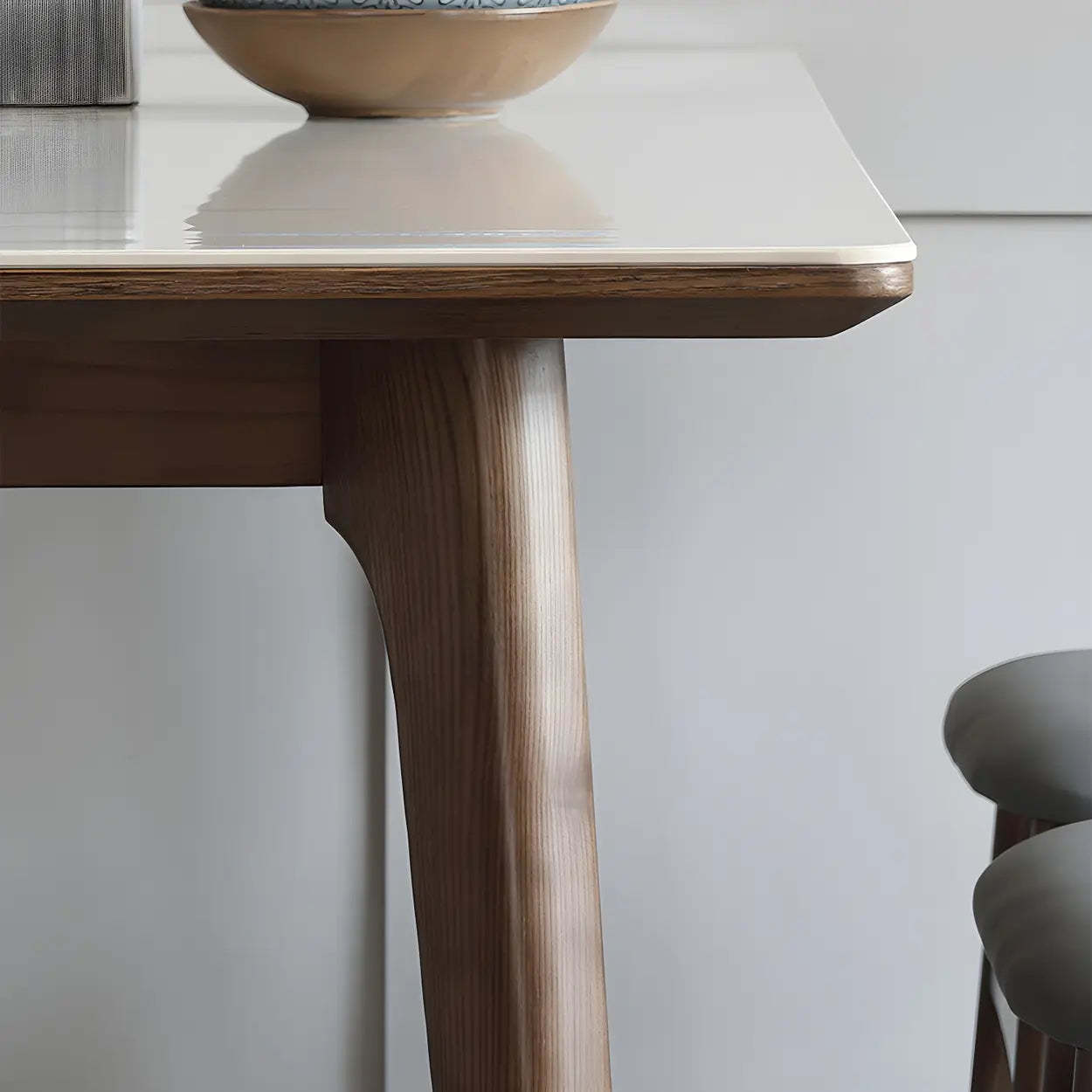Modern Rectangular White Stone Dining Table