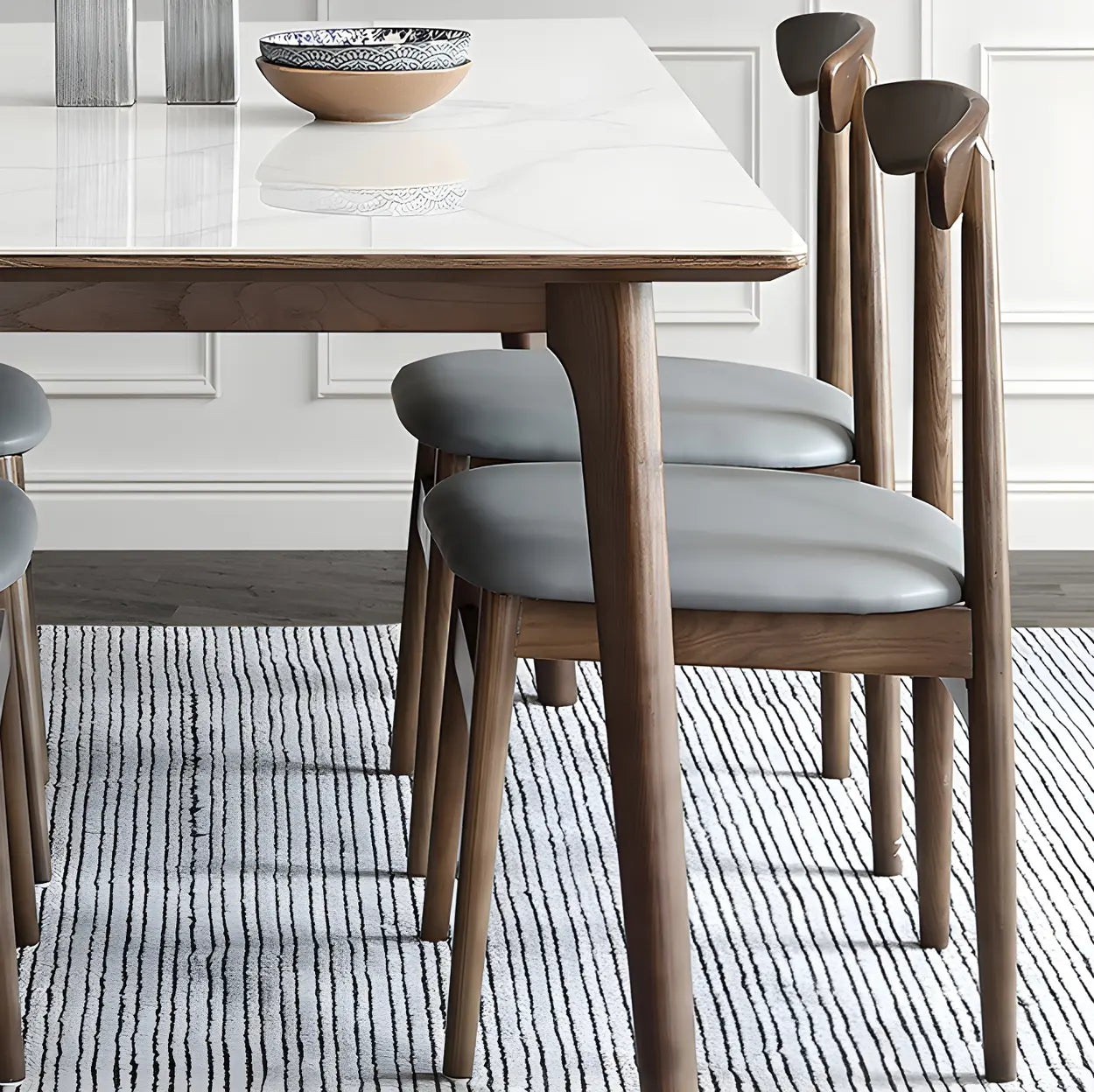 Modern Rectangular White Stone Dining Table