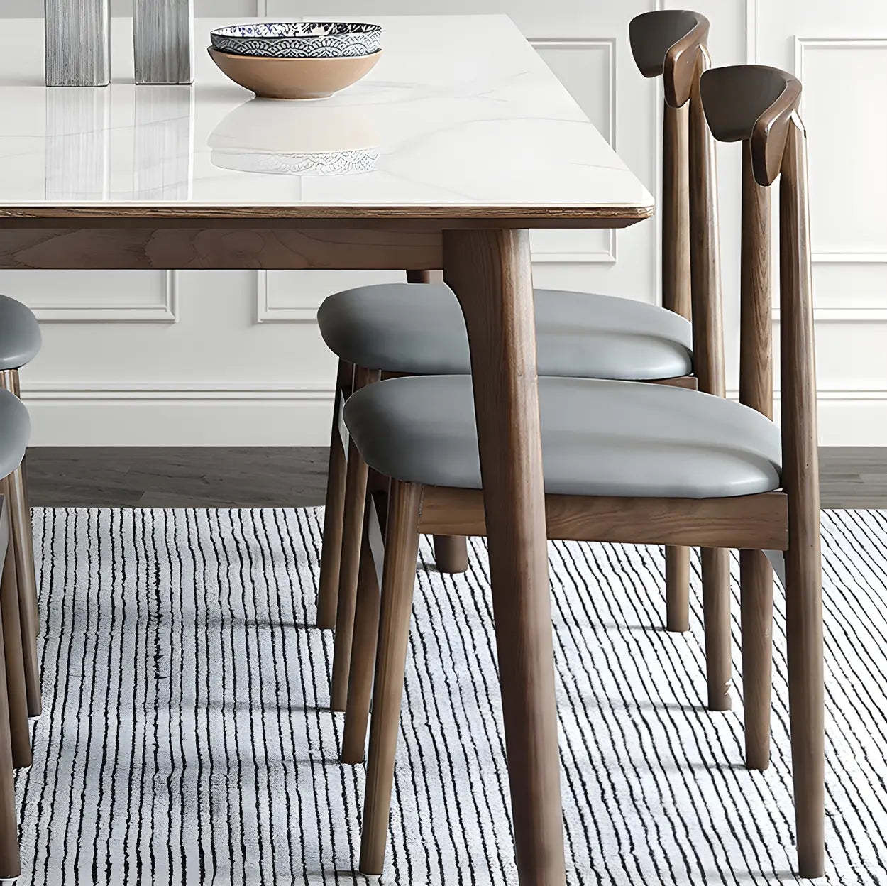 Modern Rectangular White Stone Dining Table