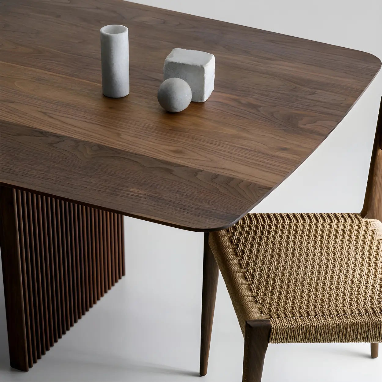 Modern Rectangle Walnut Large Dining Table — Natural Finish / Table Only