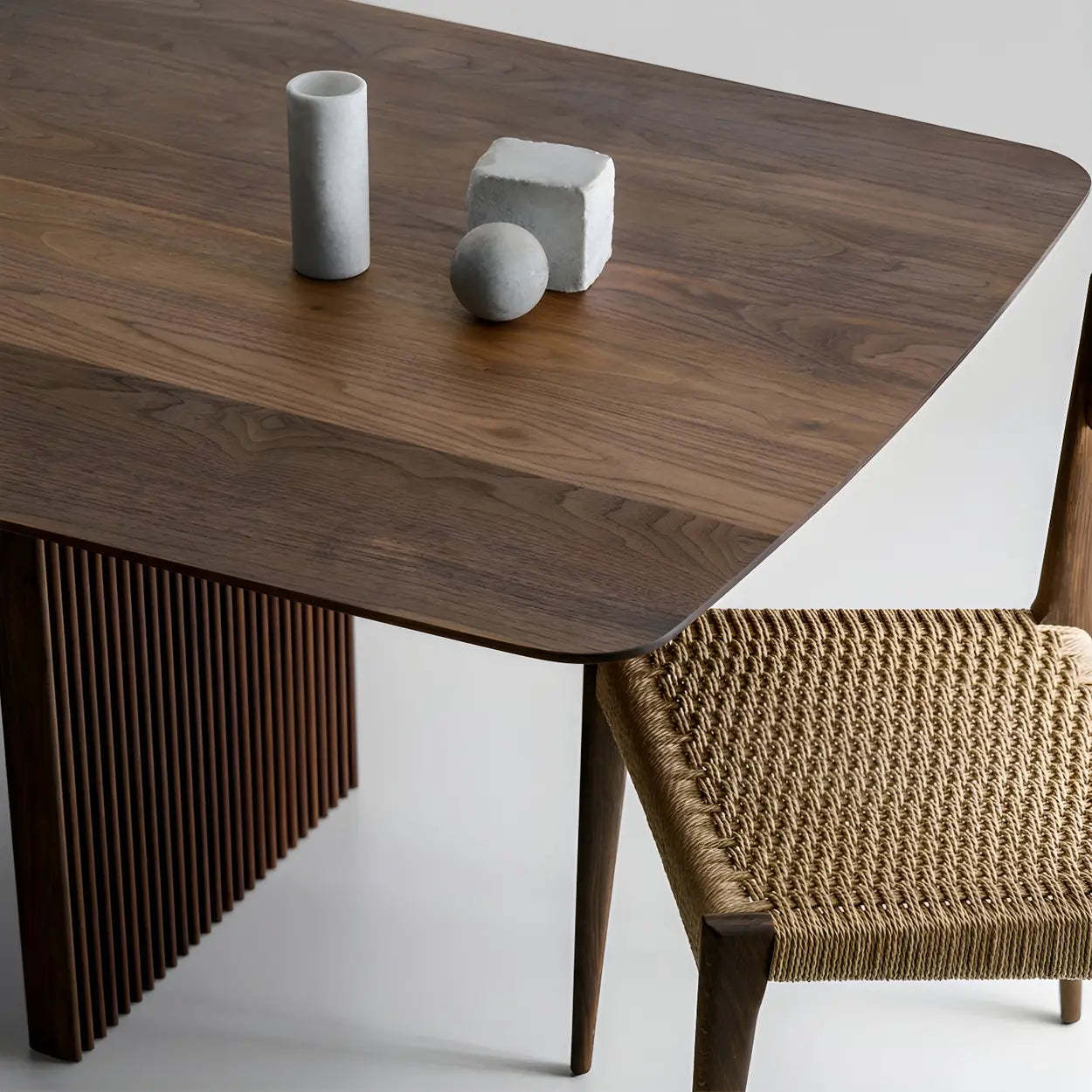 Modern Rectangle Walnut Large Dining Table — Natural Finish / Table Only