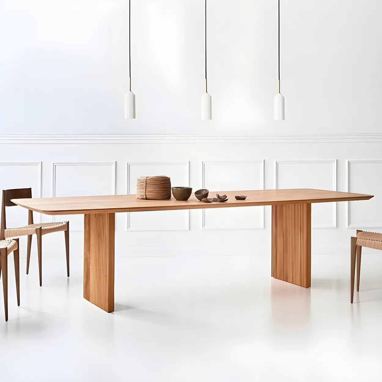 Modern Rectangle Walnut Large Dining Table — Walnut / Table Only